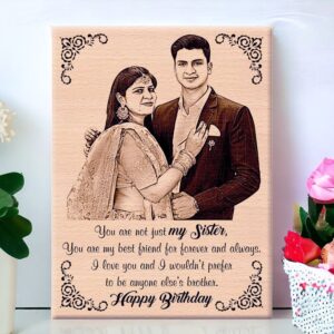 Customized Wooden Engraved Happy Birthday Sister Photo Frame 6x9 inchs wood