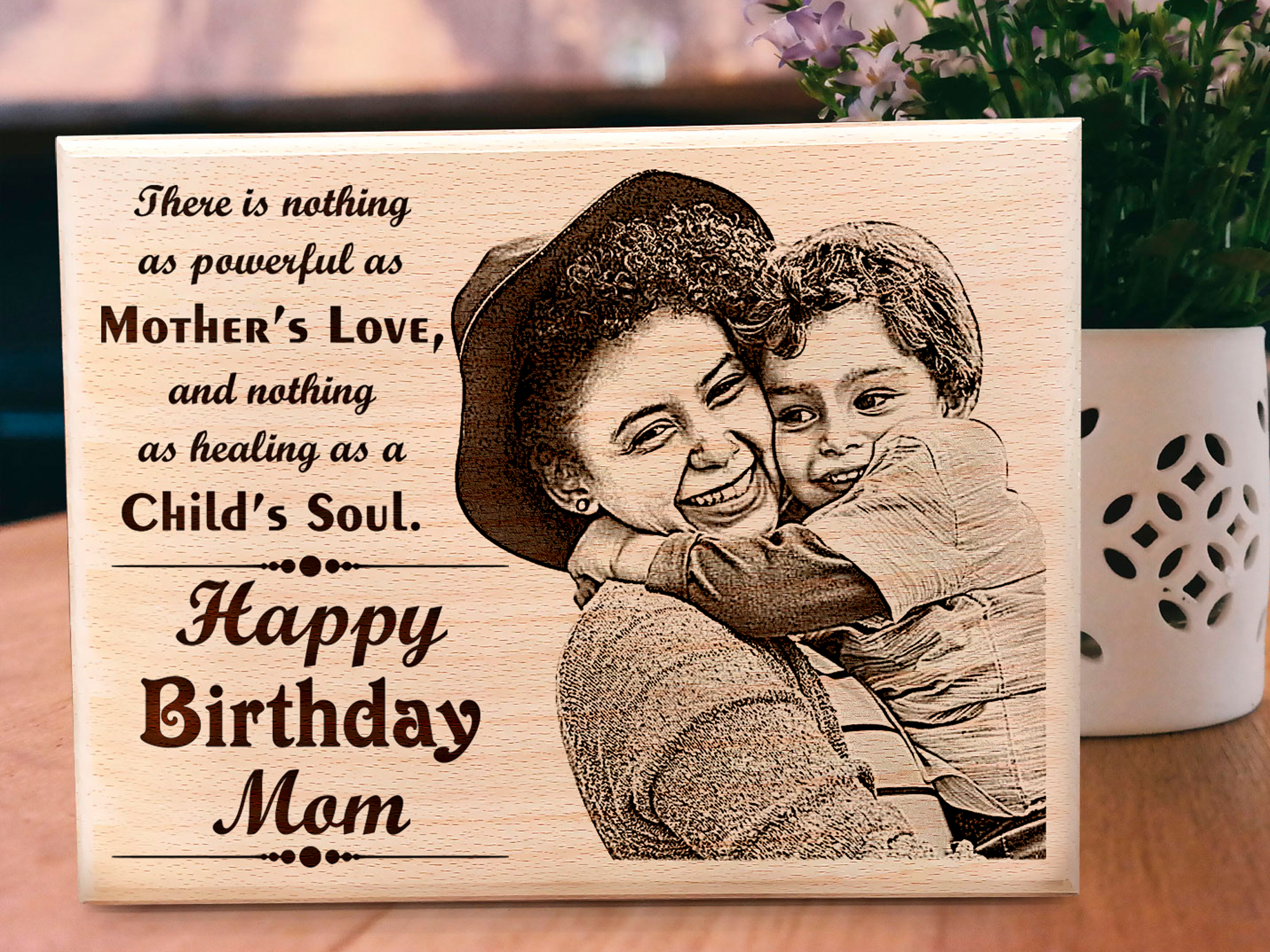 Custom wood name puzzle engraved with child’s name in colorful letters
