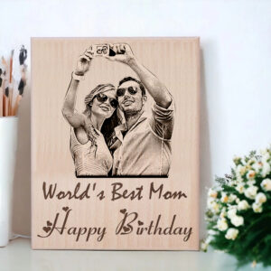 Worlds Best Mom Customized Engraved Photo Frame for Mother Birthday ( 5×4 inches wood )