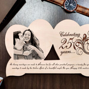 Personalized Engraved Wooden Heart Photo Frame for Parents Anniversary ( 8×12 inches wood )