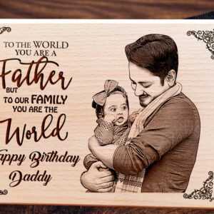 Personalized Wooden Photo Frame with Text Engraving Happy Birthday Daddy 15x9 inches wood