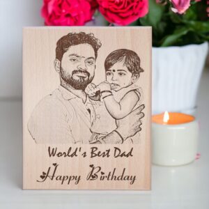 Customized Engraved Wooden Photo Frame For Dad Birthday ( 4×5 inches wood )