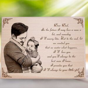 Father?s Day Customized Engraved Wooden Frame Daughter?s Letter for Dad 6×9