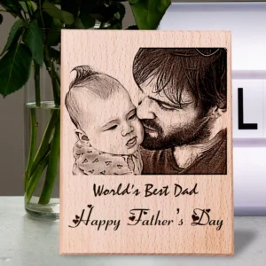 Personalized Engraved Wooden Photo Plaque For Father 5×4 inches