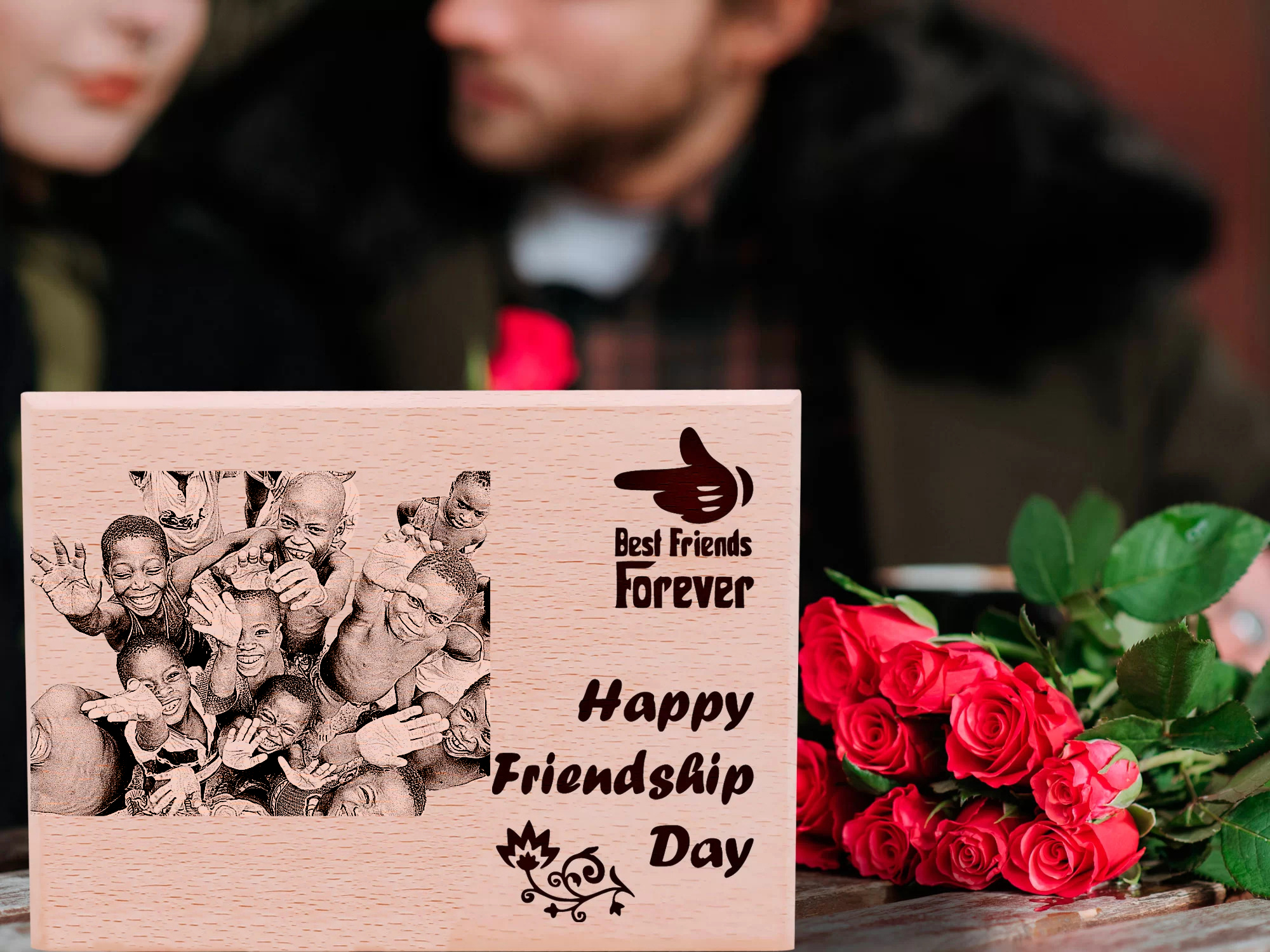 Engraved reclaimed wood plaque with coordinates