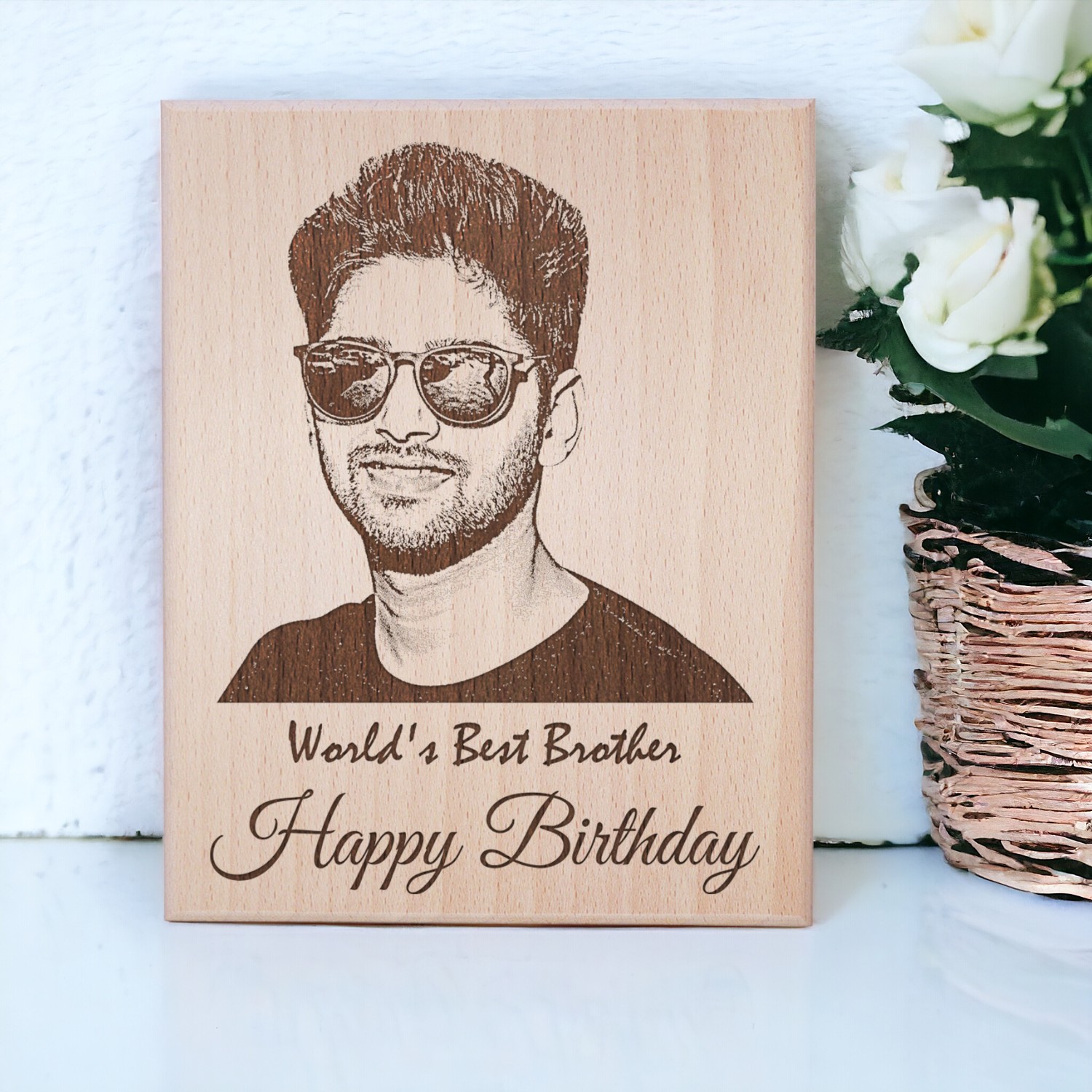 Baby birth announcement sign made from engraved wood