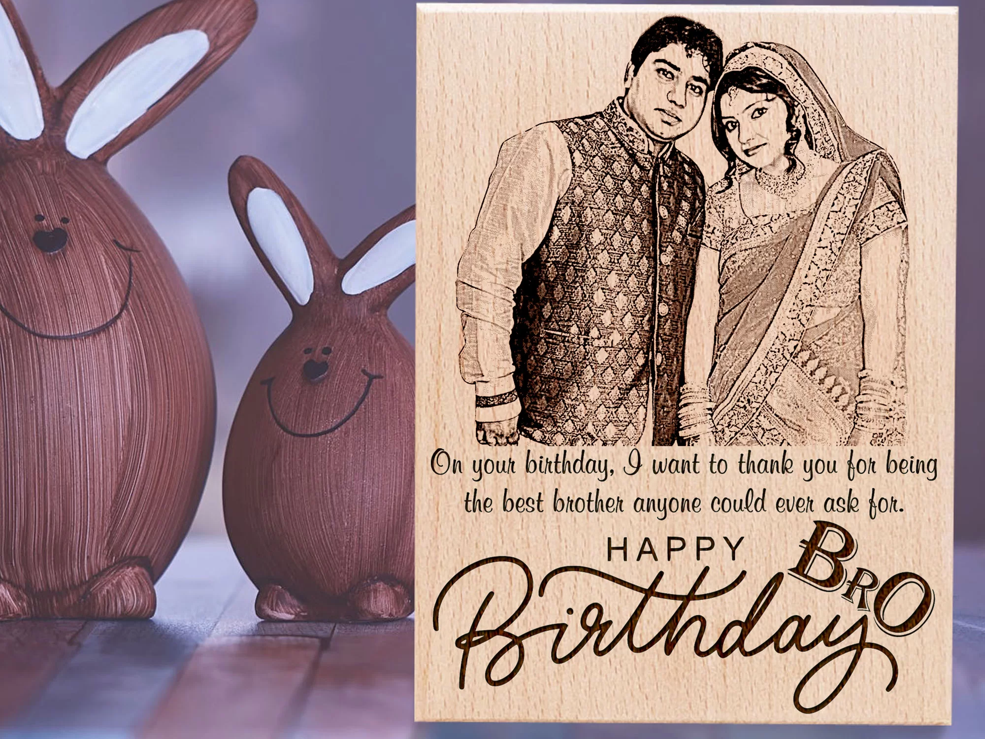 Custom wood engraving gift with personalized message