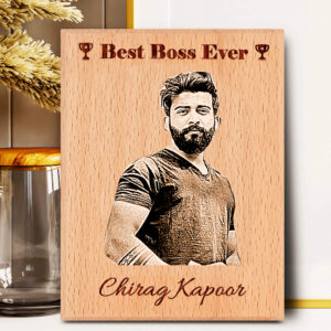 Gift for Boss  Personalized Engraved Wooden Photo Plaque 4×5 inchs wood
