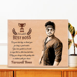 Goodbye Gift Personalized Engraved Wooden Photo Plaque 8×12 inchs wood