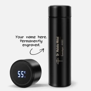Personalized Name Water Bottle with Temperature Display For Doctor