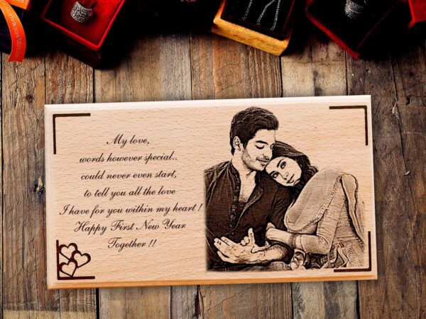 Engraved wood keepsake box with ‘Forever & Always’ and two doves
