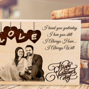 Personalized Wooden Engraved Photo Plaque Valentine Gift for Couples (9×6 inches)