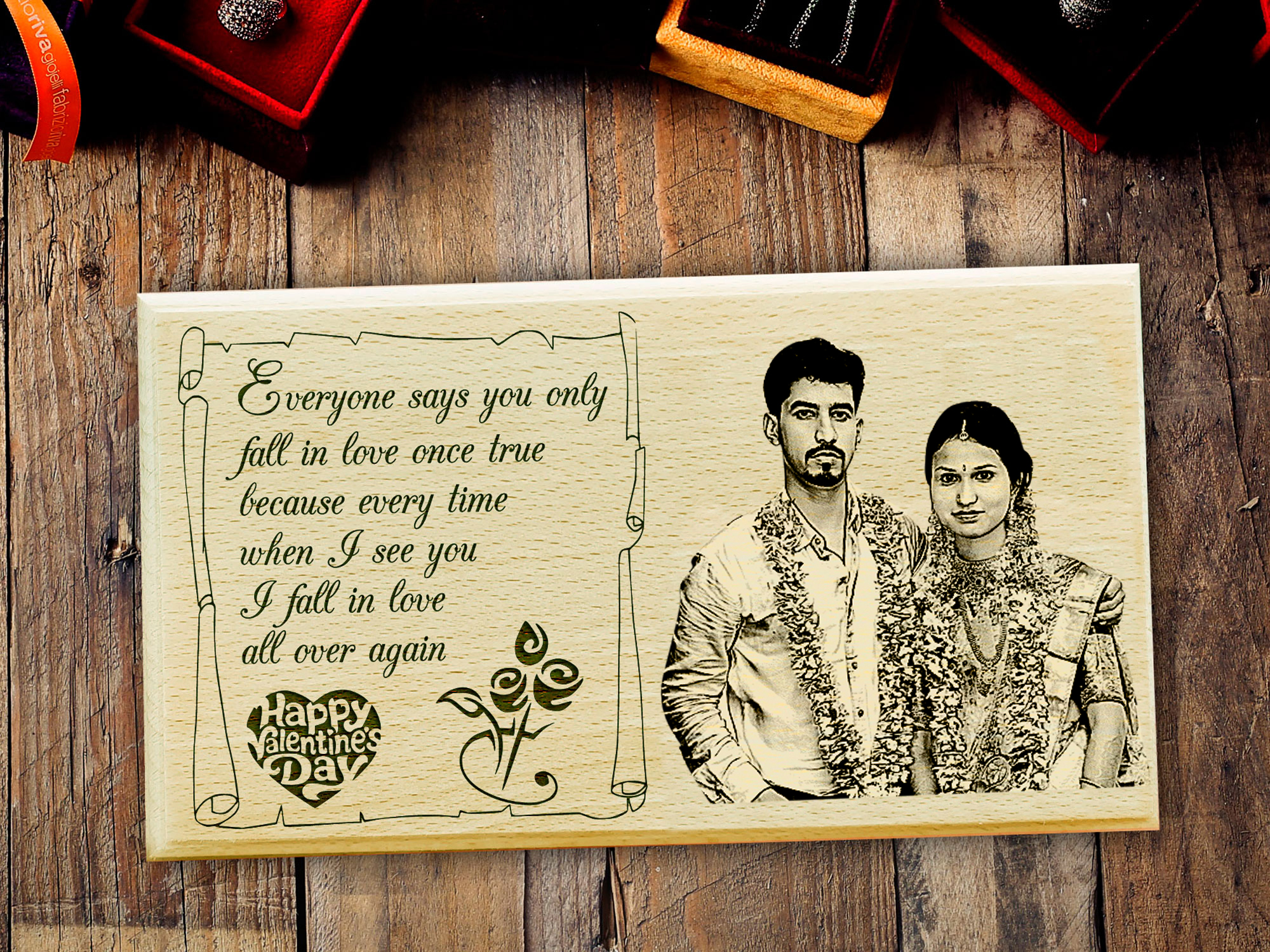 Engraved wooden heart with ‘You Are My Person’ in script lettering