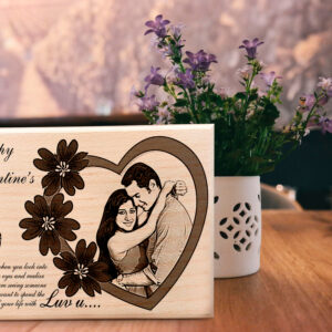 Valentine?s Day Unique Personalized Photo Plaque Gift for Couples (7×5 in , Wood)