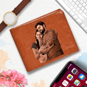 Men’s Personalized Tan Wallet With Photo For Birthday Gift 4×5 inchs