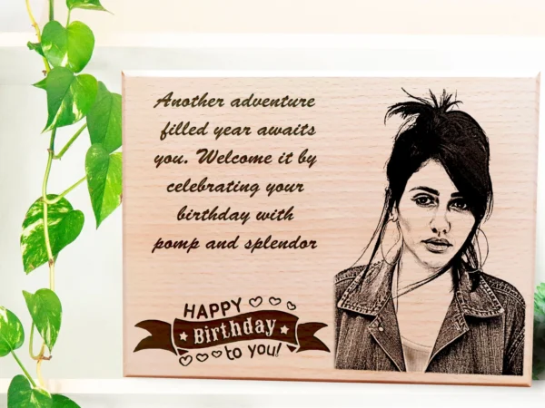 Personalized Wooden Happy Birthday Frame for Girlfriend (12X 8 Inchs wood )
