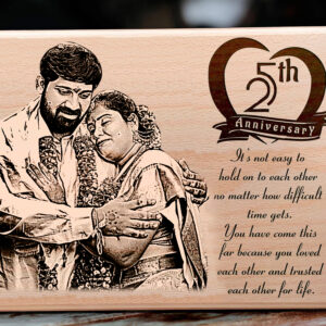 Happy 25th Wedding Anniversary Wooden Photo Frame Gift for Couple ( 12×8-inchs wood )