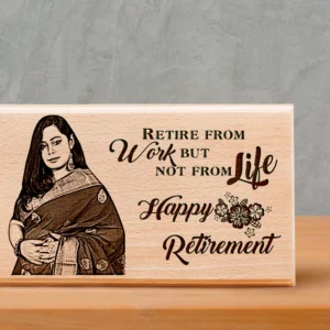 Wooden Engraved Photo Plaque Retirement Gift for Mother (7X4, Inches)