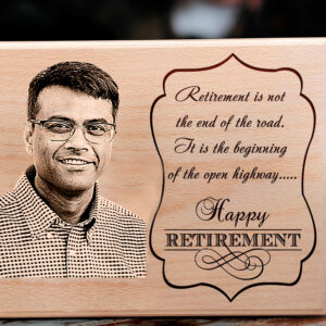 Personalized Engraved Photo Plaque Retirement Gift for Father or Boss (9X6 inches, Wood)