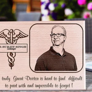 Unique Personalized Engraved Photo Plaque Gift for Doctor or Health Workers (9×6 inches, Wood)