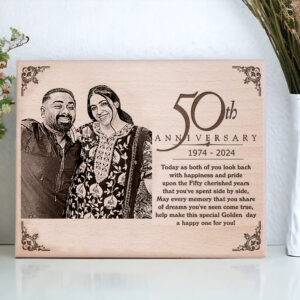 Customized Wooden Engraved Photo Frame For 50th Wedding Anniversary 15×9 inchs wood