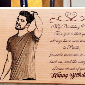 Personalized Happy Birthday Gift for Boys Engraved Wooden Photo Plaque 6×9 inchs