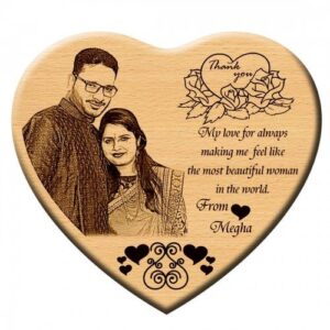 Personalized Engraved Heart Wooden Photo Frame Hs1